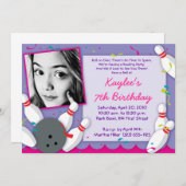 "Bowled Over"パーティの招待状 – 女子 招待状 (正面/裏面)