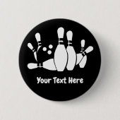 Bowler Bowling Ball Pins Custom 缶バッジ (正面)