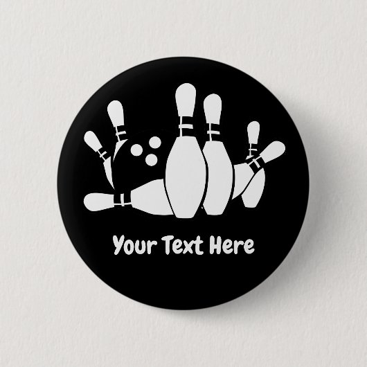 Bowler Bowling Ball Pins Custom 缶バッジ (正面)