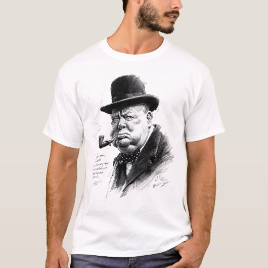 Bowler Hat & Pipe – Ink Caricature Portrait Tシャツ (正面)