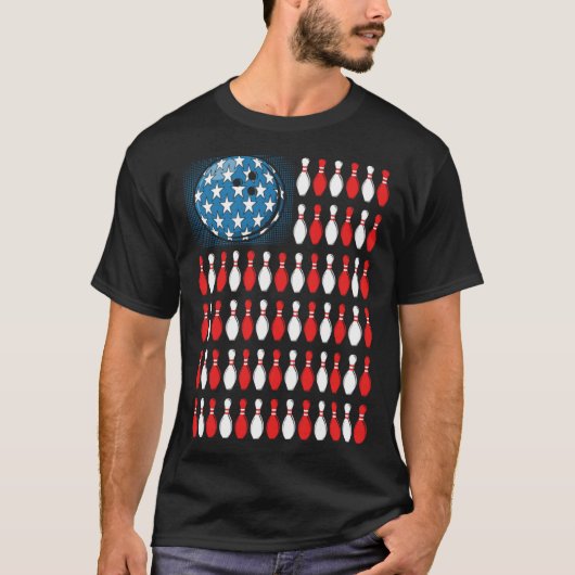 Bowling America Flag  Bowling Players &  Costume Tシャツ (正面)