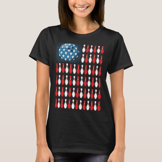 Bowling America Flag  Bowling Players &  Costume Tシャツ (正面)