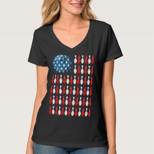 Bowling America Flag  Bowling Players &  Costume Tシャツ (正面)