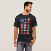 Bowling American Flag 4th of July Men Women Patrio Tシャツ (正面フル)