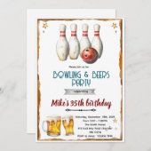 Bowling and beer party Invitation 招待状 (正面/裏面)