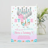 Bowling and unicorn girl birthday invite. 招待状 (スタンド正面)