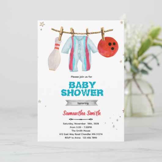 Bowling baby shower party invitation 招待状 (スタンド正面)