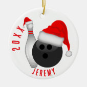 Bowling Ball and Pin Christmas セラミックオーナメント (正面)