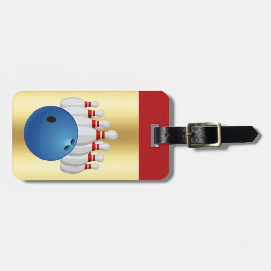Bowling -- Ball and Pins personalize name/address ラゲッジタグ (正面横)