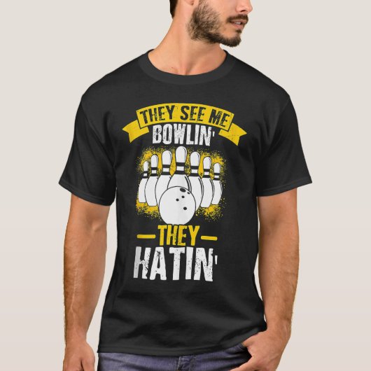 Bowling Ball Pin Bowler Strike Bowling Team Bowlin Tシャツ (正面)