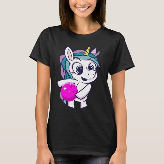 Bowling Ball Unicorn Bowling Team Strike Bowler Bo Tシャツ (正面)