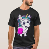 Bowling Ball Unicorn Bowling Team Strike Bowler Bo Tシャツ (正面)