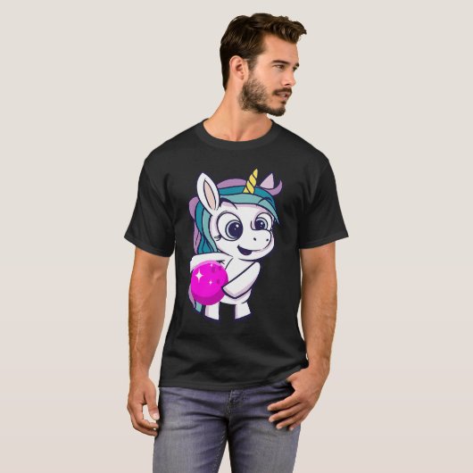 Bowling Ball Unicorn Bowling Team Strike Bowler Bo Tシャツ (正面フル)