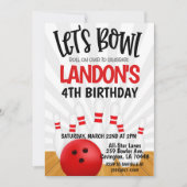 Bowling Birthday Party 招待状 (正面)