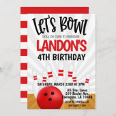 Bowling Birthday Party 招待状 (正面/裏面)