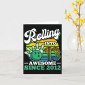 Bowling Birthday Party Rolling Into 13 Years 13th  カード (黄色い花)