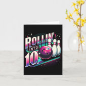 Bowling Birthday Rollin Into 10 Party 10th Bday Re カード (黄色い花)