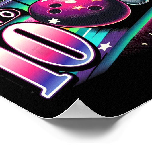 Bowling Birthday Rollin Into 10 Party 10th Bday Re ポスター (角)