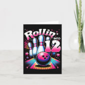 Bowling Birthday Rollin Into 12 Party 12th Bday Re カード (正面)