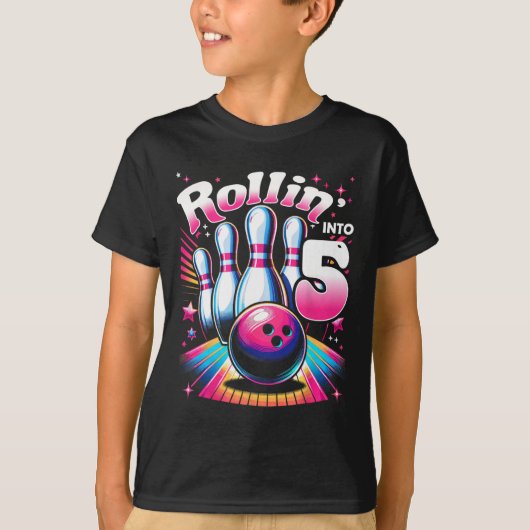 Bowling Birthday Rollin Into 5 Party 5th Birthday  Tシャツ (正面)