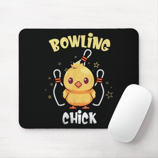 Bowling Chick Funny Chicken Athlete Bowler Men Wom マウスパッド (マウス)