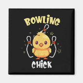 Bowling Chick Funny Chicken Athlete Bowler Men Wom マグネット (正面)