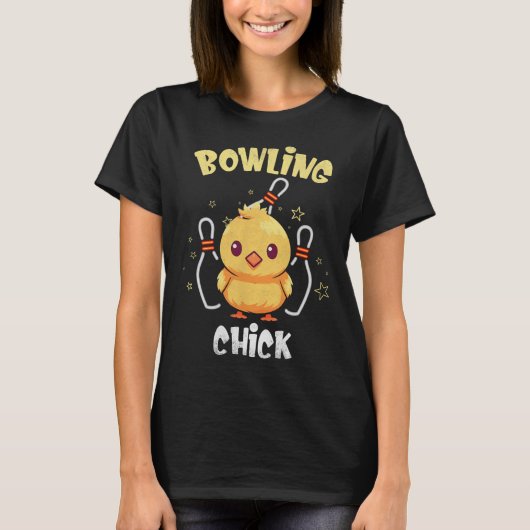 Bowling Chick Funny Chicken Athlete Bowler Men Wom Tシャツ (正面)