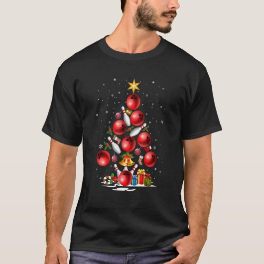 Bowling Christmas Tree Light Xmas Tシャツ (正面)