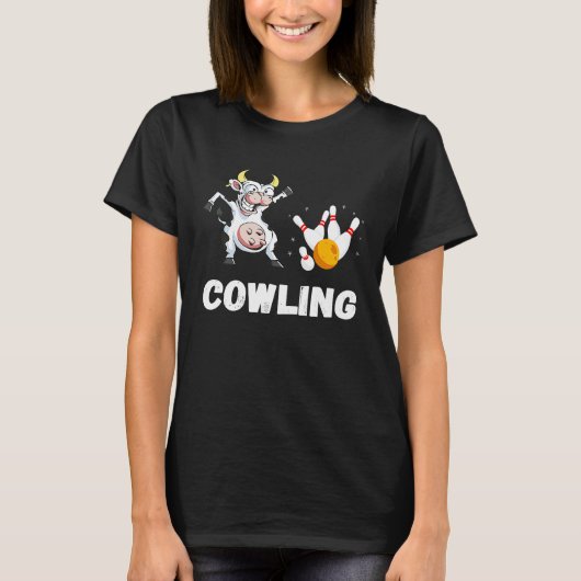 Bowling Cow Funny Bowling Bowler Strike Bowling Te Tシャツ (正面)