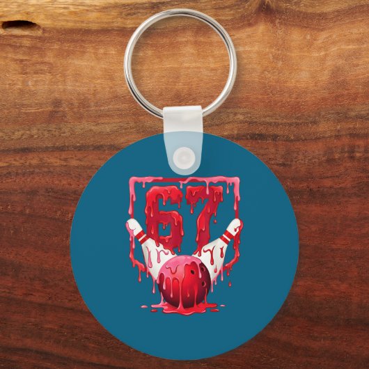 Bowling Drip Number 67 Player Or 67th Birthday Des キーホルダー (正面)