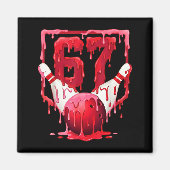 Bowling Drip Number 67 Player Or 67th Birthday Des マグネット (正面)