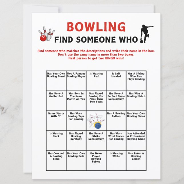 Bowling Find Someone Who Game (正面)