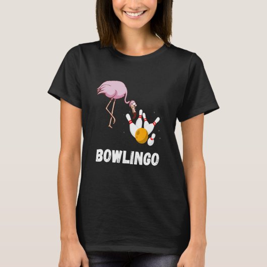 Bowling Flamingo Bowling Pins Bowler Strike Bowlin Tシャツ (正面)