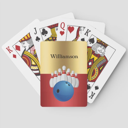 Bowling game - Ball and Pins personalize with name トランプ (裏面)