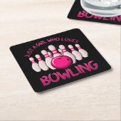 Bowling Gift For Girls Women Bowling Game Bowlers スクエアペーパーコースター (アングル)