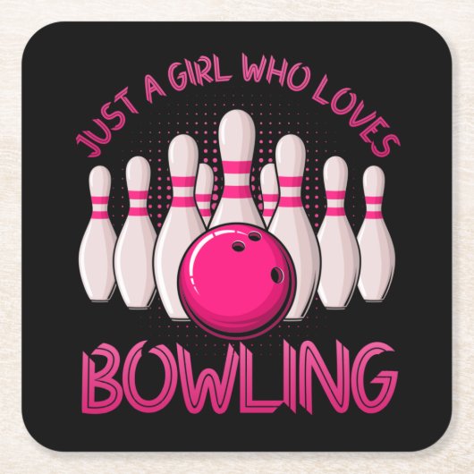 Bowling Gift For Girls Women Bowling Game Bowlers スクエアペーパーコースター (正面)