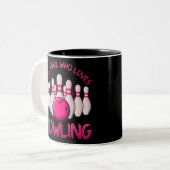 Bowling Gift For Girls Women Bowling Game Bowlers ツートーンマグカップ (正面左)