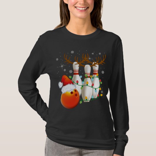 Bowling Gifts Christmas Bowling Santa Hat Christma Tシャツ (正面)