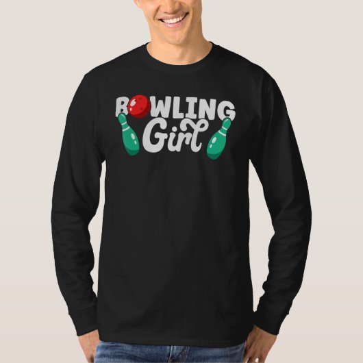 Bowling Girl Bowler Funny Bowling Tシャツ (正面)