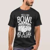 Bowling Girl Princess Pin Bowler Strike Bowling Te Tシャツ (正面)