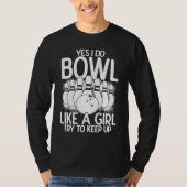 Bowling Girl Princess Pin Bowler Strike Bowling Te Tシャツ (正面)
