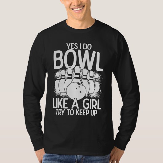 Bowling Girl Princess Pin Bowler Strike Bowling Te Tシャツ (正面)