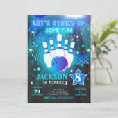 Bowling Invitation Glow Neon Boy Bowling Birthday 招待状 (スタンド正面)