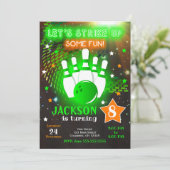 Bowling Invitation Glow Neon Boy Bowling Birthday 招待状 (スタンド正面)