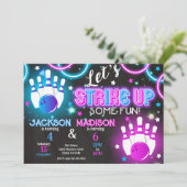 Bowling Invitation Glow Neon Joint Birthday 招待状 (スタンド正面)