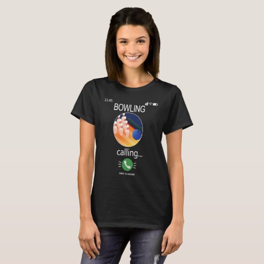 Bowling is Calling Mobile Cell Phone  Bowling Tシャツ (正面フル)