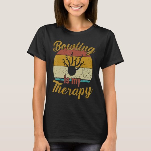 Bowling Is My Therapy Retro Bowling Tシャツ (正面)
