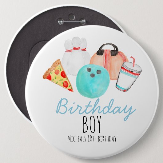 Bowling kid birthday button 缶バッジ (正面&裏面)