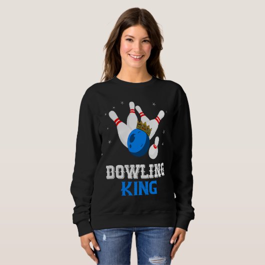 Bowling King Crown Bowler Bowling Team Strike Bowl スウェットシャツ (正面フル)