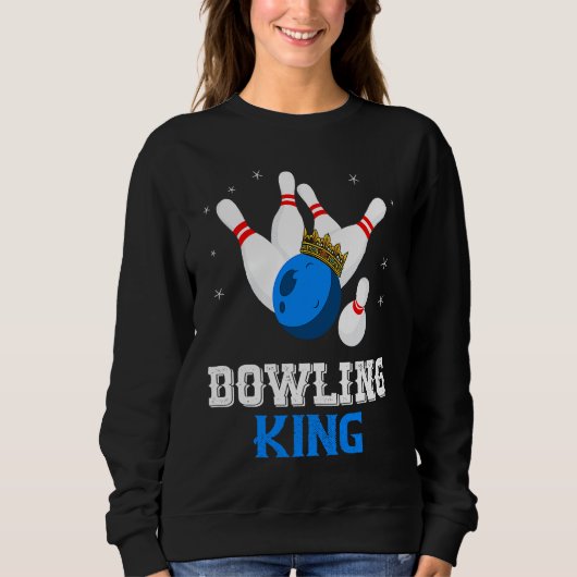 Bowling King Crown Bowler Bowling Team Strike Bowl スウェットシャツ (正面)